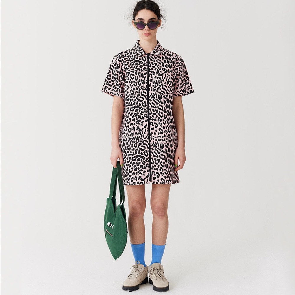 Lazy Oaf Pink Leopard Shirt Dress